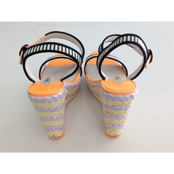 Women's Sophia Webster Lucita Wedge Sandals Multicolor Suede & Leather Size 7 - Picture 5 of 11